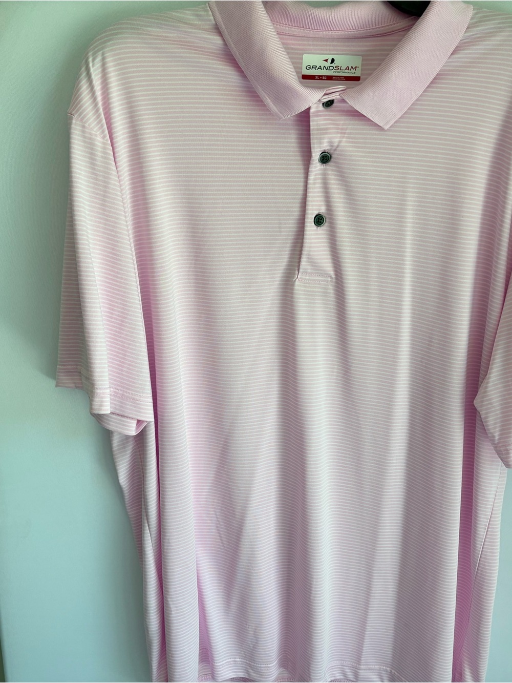 adidas Men’s Light Pink Striped Polo Shirt